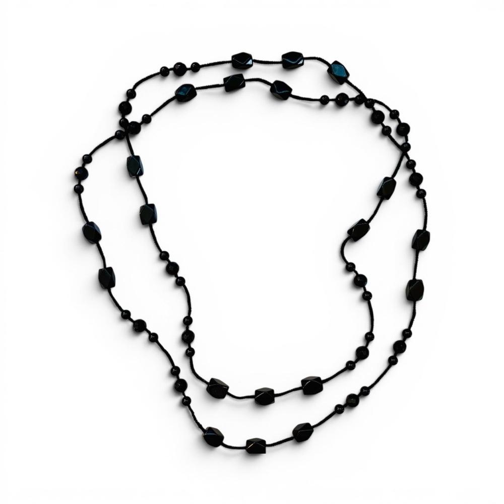 Classic Black Beaded Women’s Long Necklace